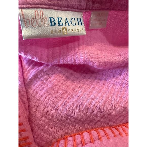 Belle Beach by Kim Gravel Cotton Gauze Color Crush Whipstitch Top Plus Size 4X - Picture 9 of 11